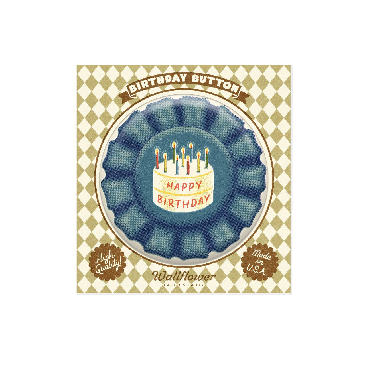 Blue Ribbon Birthday Button