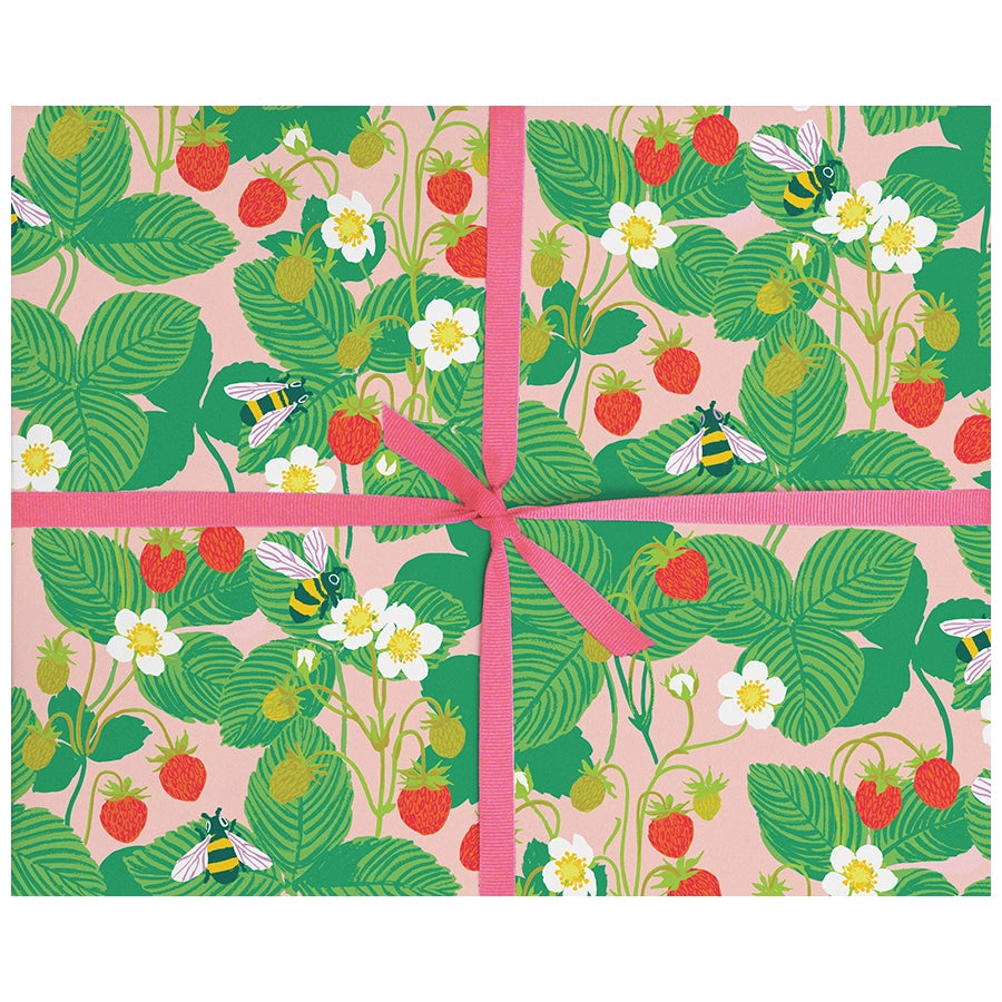 Bees & Strawberries Gift Wrap Sheet