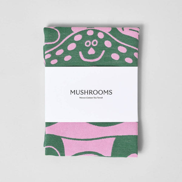 Mushrooms Woven Cotton Tea Towel