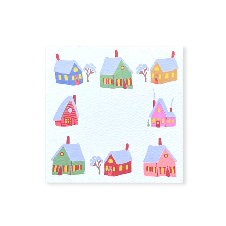 48 pack /  Snowy Houses Square Notes