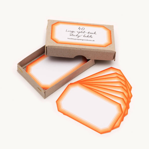 Large Geometric Orange Labels